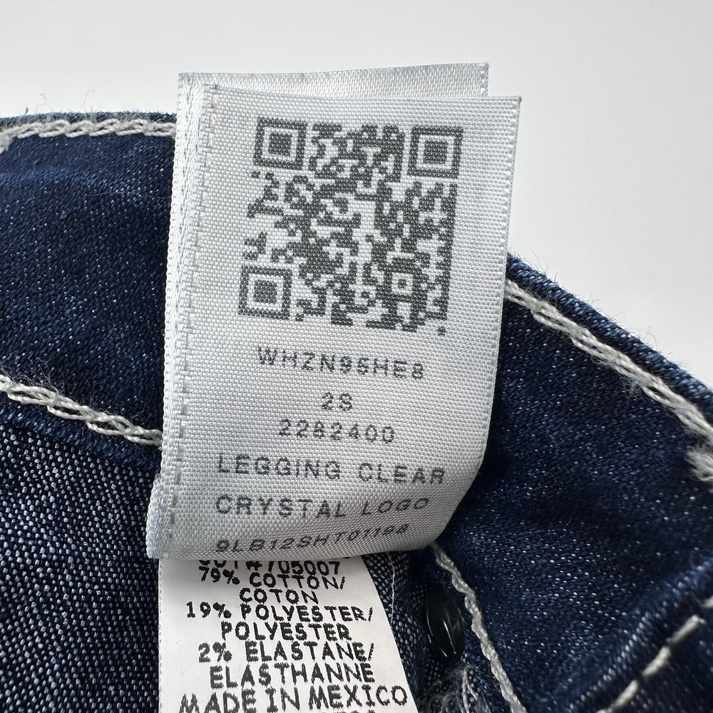 TRUE RELIGION with SWAROVSKI Crystal Legging Blue Jeans Made in Mexico Sz 24 - Picture 7 of 13